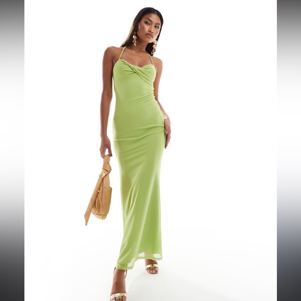 ASOS Light Green Halter Maxi Dress